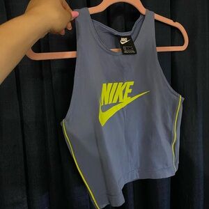 NEW never worn Blue and yellow Nike running stripped crop top